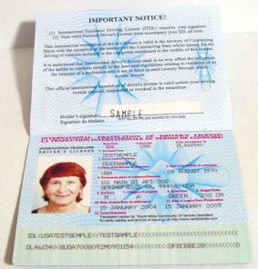 Международное водительское удостоверение.